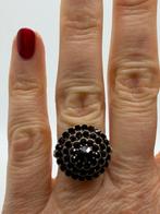 A709 Prachtige zilveren granaat ring goudkleur maat 17,75, Ophalen of Verzenden, Zilver, Ring, Verguld
