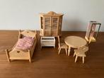 Houten Poppenhuis Meubels - Bed, Tafel, Stoelen, Kast, Douch, Kinderen en Baby's, Ophalen of Verzenden, Gebruikt, Toebehoren