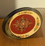 Vintage cottagecore metalen bloemen plateau / tray, Ophalen of Verzenden, Gebruikt, Rond, Metaal