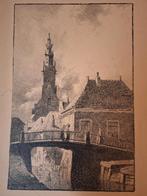 Litho Stadsgezicht edam met Toren willem A Knip, Ophalen of Verzenden