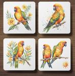 Zonparkiet onderzetters met houder, Ophalen of Verzenden, Nieuw, Glas of Kopje