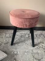 Velvet roze kruk / krukje, Ophalen, Zo goed als nieuw, Hout
