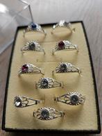 10 zilveren ringetjes met steentje, Ophalen of Verzenden, Dame, Zilver, Zilver