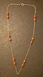 Zilveren(925) collier met bloedkoraal 40cm, Ophalen of Verzenden, Zo goed als nieuw, Rood, Zilver