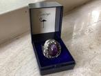 Ring. Zilverkleur met Amathist Edelsteen., Ophalen of Verzenden, Zo goed als nieuw, Overige materialen