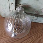 B1114 oude kerstbal met lametta goud zilver, 9,5 cm, Diversen, Kerst, Ophalen of Verzenden, Gebruikt