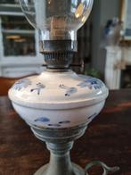 Olielamp tin/glas/porselein, Ophalen of Verzenden