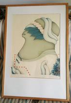 Surrealisme - kleurenlitho portret vrouw - P. René en '74, Ophalen of Verzenden