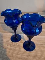 Kobalt blauwe ijscoupes, Antiek en Kunst, Antiek | Glas en Kristal, Ophalen of Verzenden