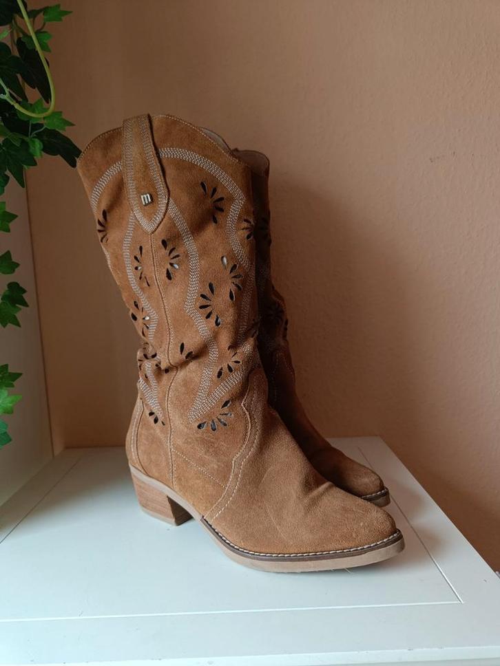 Mustang leren laarzen maat 40, Kleding | Dames, Schoenen, Zo goed als nieuw, Hoge laarzen, Bruin, Ophalen of Verzenden