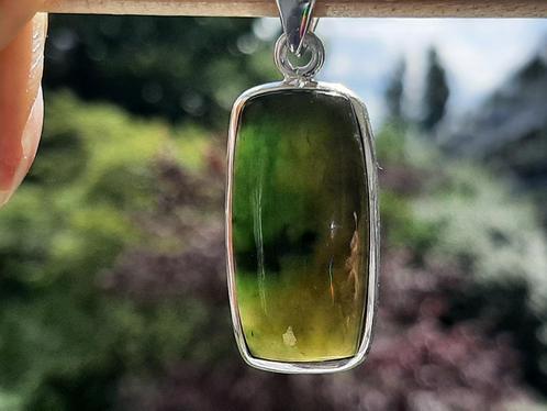 Vanoli 925 zilveren kettinghanger met echte groene jade, Sieraden, Tassen en Uiterlijk, Kettinghangers, Nieuw, Zilver, Groen, Overige voorstellingen