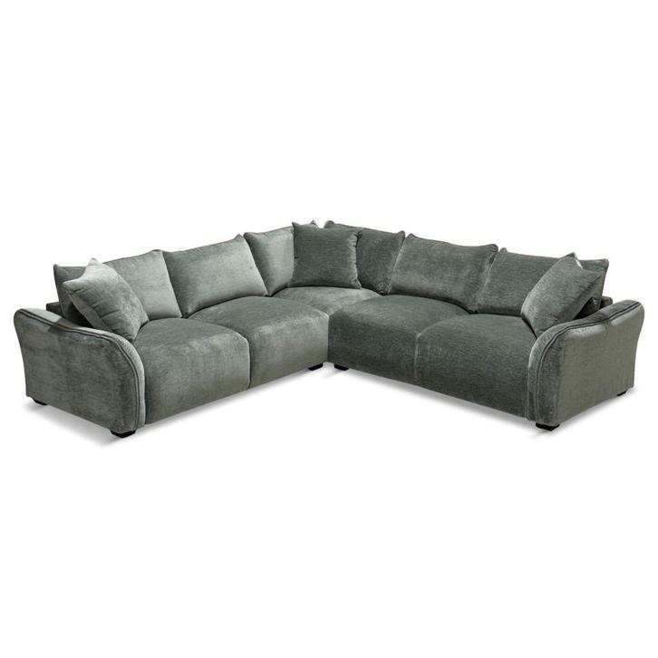 Ruime luxe hoekbank stof Luster mint (uit voorraad!) SALE, Huis en Inrichting, Banken | Complete zithoeken, Nieuw, Stof, Ophalen