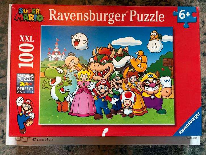 Super Mario Puzzel - 100 XXL Stukjes - Ravensburger, Hobby en Vrije tijd, Denksport en Puzzels, Zo goed als nieuw, Legpuzzel, Minder dan 500 stukjes