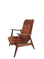 Vintage Louis v Teeffelen fauteuil - stoel - chair ribstof', Huis en Inrichting, Hout, Minder dan 75 cm, Vintage, Zo goed als nieuw