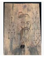 Brocante paneel Hout, Mozes, 10 geboden, 36 x 26 x 3 cm, Antiek en Kunst, Ophalen of Verzenden