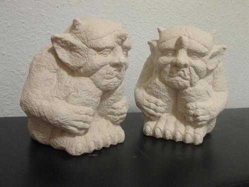 blanco gipsen Gargoyle duiveltje, beeld beschilderbaar gips, Antiek en Kunst, Kunst | Beelden en Houtsnijwerken, Ophalen of Verzenden