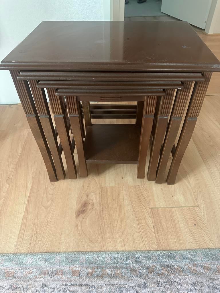 Vintage set van bijzettafels - Turkse aankoop, Ophalen, Minder dan 45 cm, Minder dan 55 cm, Gebruikt