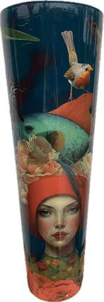 Hoge petrol kleurige vaas, Overige kleuren, Nieuw, Ophalen of Verzenden, Glas
