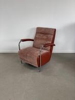 2x Leolux Scylla Fauteuil Hoog Roestbruin Gemêleerd + Leer, Huis en Inrichting, Fauteuils, Niet ingevuld, Metaal, Niet ingevuld