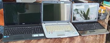Drie oude laptops voor onderdelen/sloop/restoratie.  beschikbaar voor biedingen