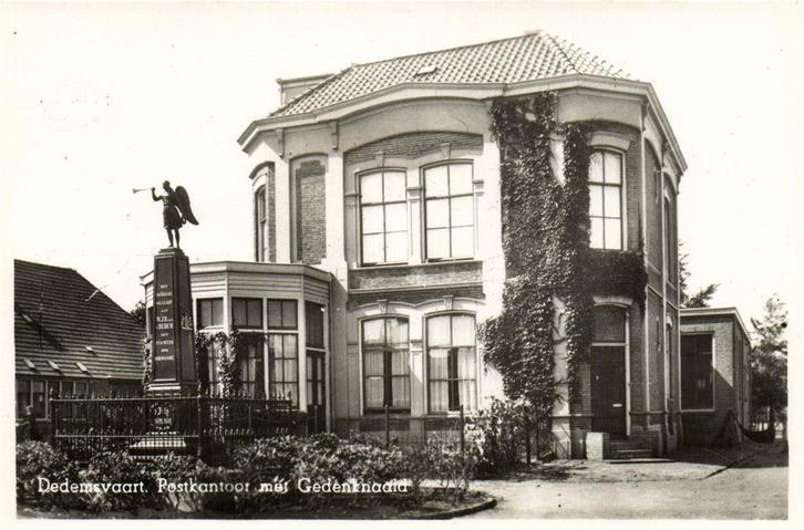Dedemsvaart. Postkantoor met Gedenknaald - ongelopen, Verzamelen, Ansichtkaarten | Nederland, Ongelopen, Noord-Brabant, Voor 1920