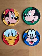 4 Disney onderzetters: Mickey - Minnie, Donald Duck, Goofy, Mickey Mouse, Ophalen of Verzenden, Zo goed als nieuw, Servies