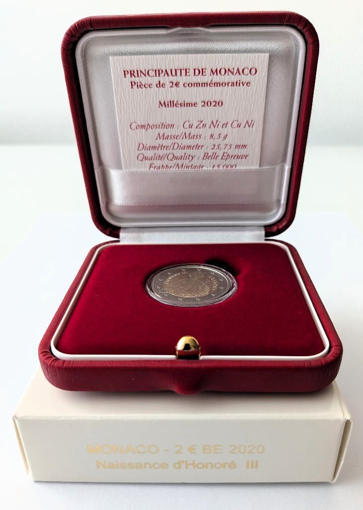 Monaco 2 Euro "Honoré III" 2020 Proof, Postzegels en Munten, Munten | Europa | Euromunten, Verzenden, Monaco, 2 euro, Losse munt