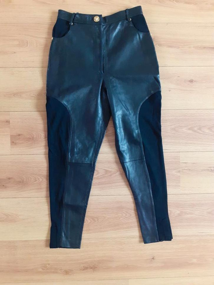 Zwart leren broek maat 36, Kleding | Dames, Broeken en Pantalons, Zo goed als nieuw, Maat 36 (S), Zwart, Lang, Ophalen of Verzenden