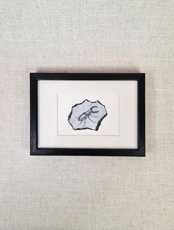 Ets kever, in passe partout met zwart lijstje 10x15 cm, Huis en Inrichting, Woonaccessoires | Schilderijen, Tekeningen en Foto's