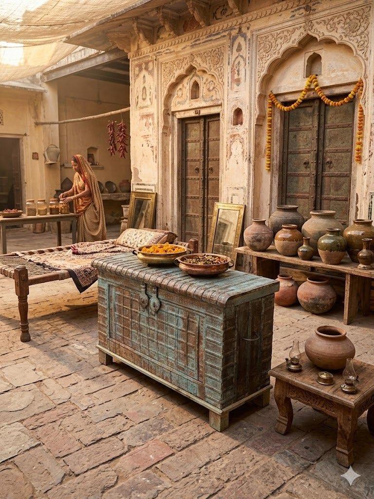 Antieke Kist zeer fraai bewerkt afkomstig uit India, Antiek en Kunst, Ophalen