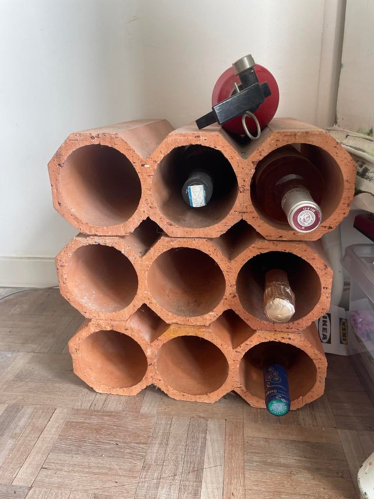 Terracotta wijnrek, 3x3, Ophalen, Overige materialen, Gebruikt, 5 tot 15 flessen
