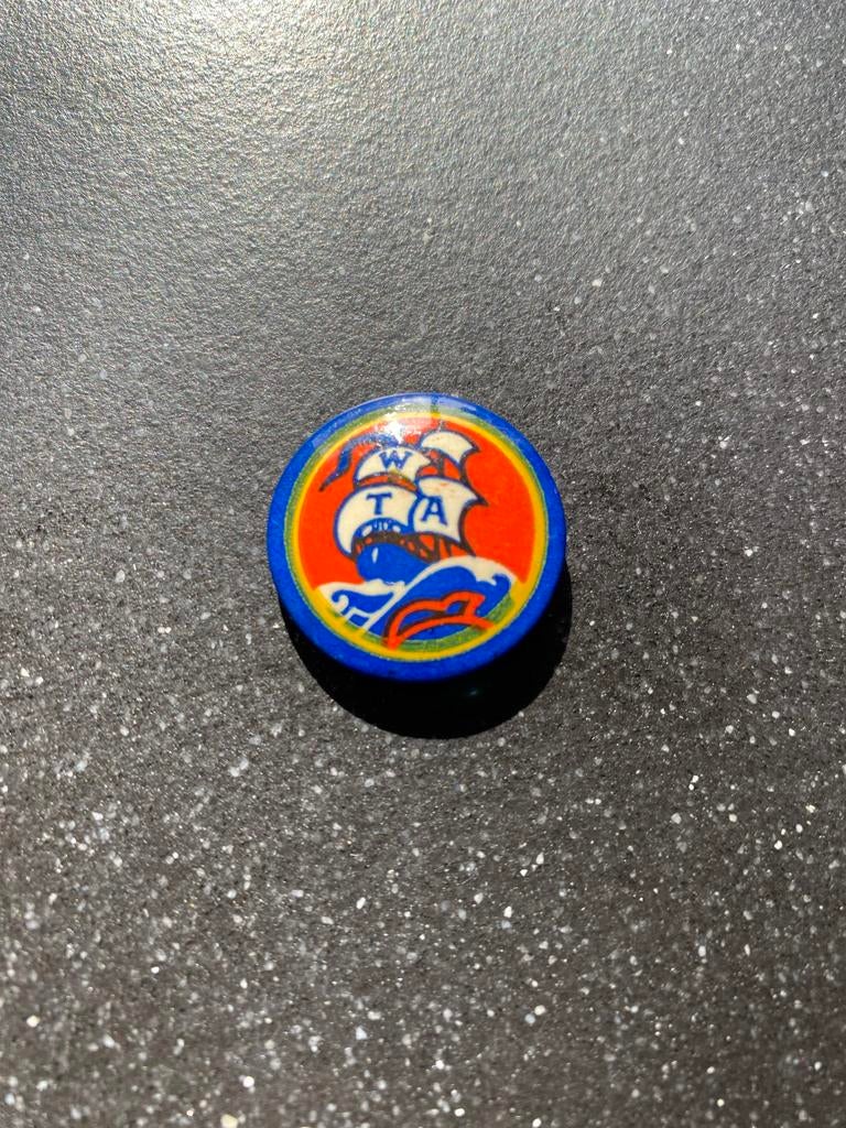 Vintage TWA Vliegtuig Button/Speldje, Ophalen of Verzenden, Gebruikt, Transport, Button