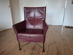Monti bordeaux rode leren stoel, Huis en Inrichting, Stoelen, Ophalen, Gebruikt, Eén, Leer