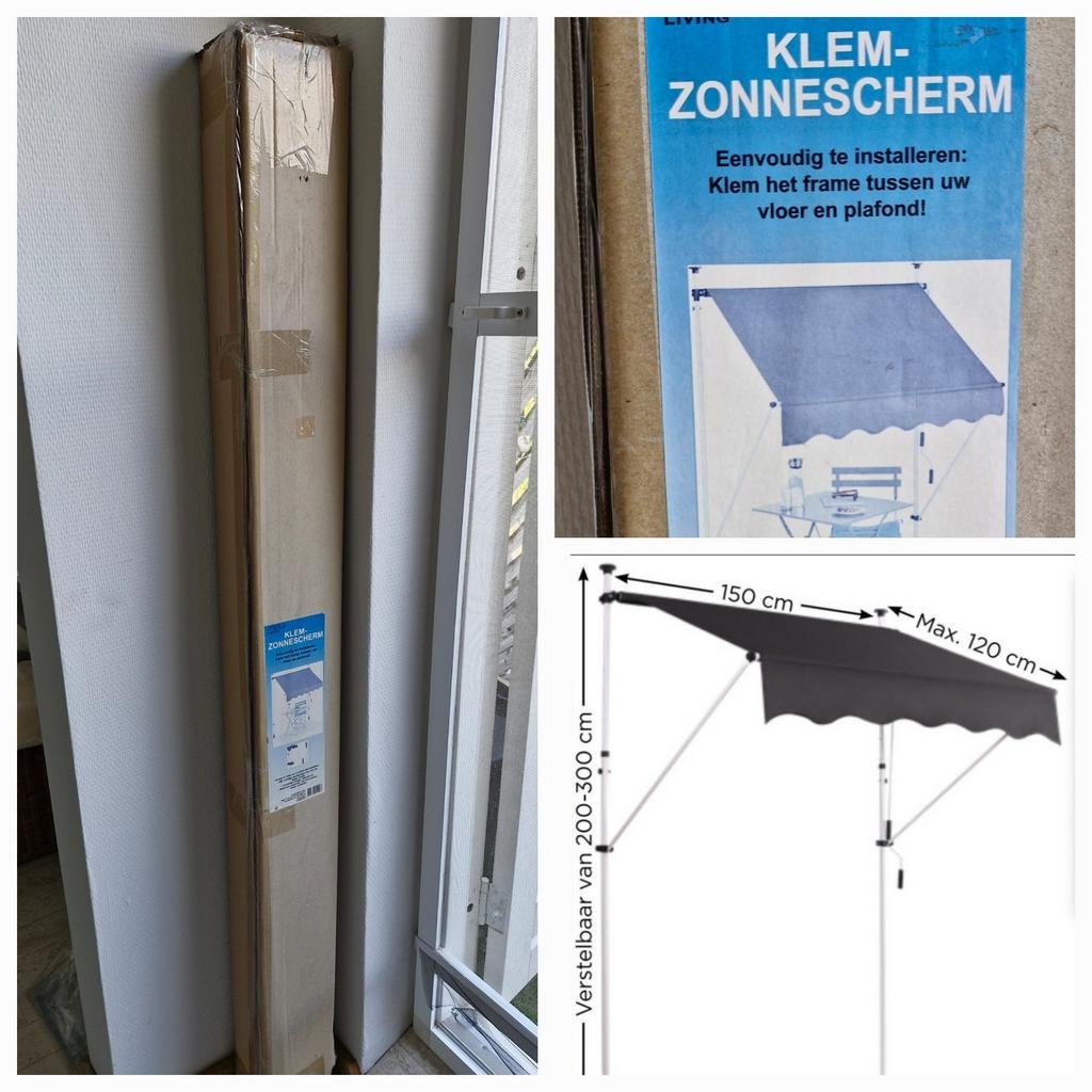 Mesa Living klem zonnescherm 😎 nieuw in doos!, Tuin en Terras, Ophalen, Overige typen, Nieuw, Minder dan 250 cm