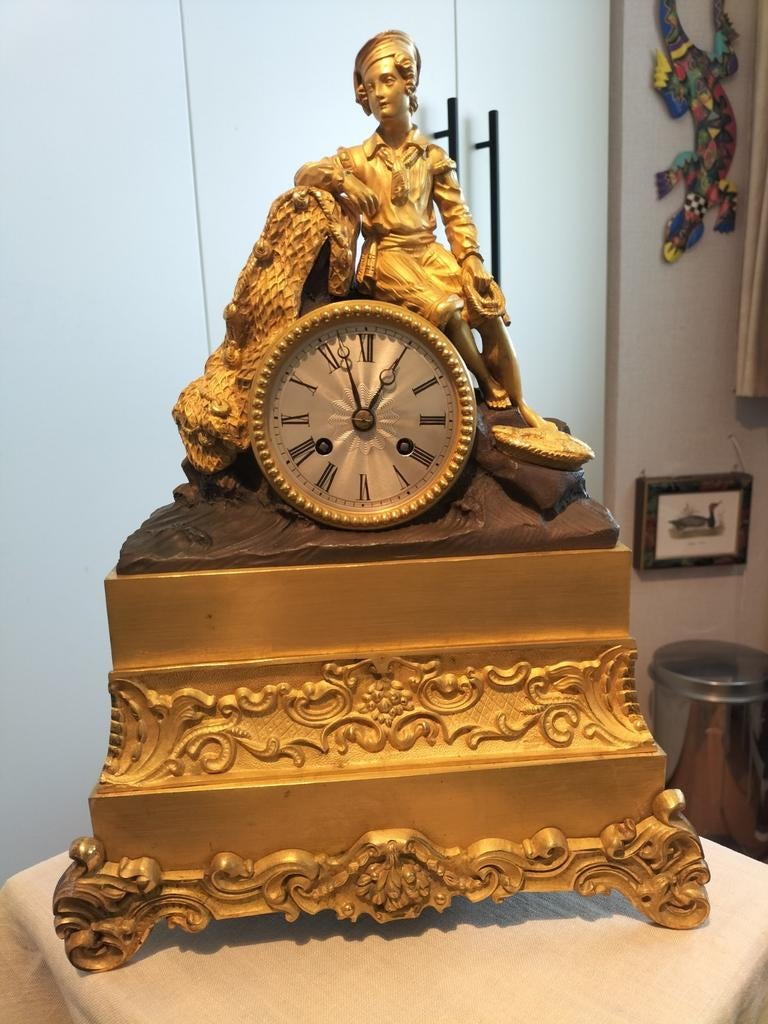 Schitterende Bronzen Pendule met Touwslingertje, Ophalen of Verzenden