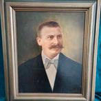 Olieverf Portret man met snor, Antiek en Kunst, Ophalen