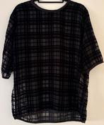 Zwart t-shirt met ruitjespatroon, Kleding | Dames, T-shirts, Verzenden, Zwart, Maat 46/48 (XL) of groter, Korte mouw