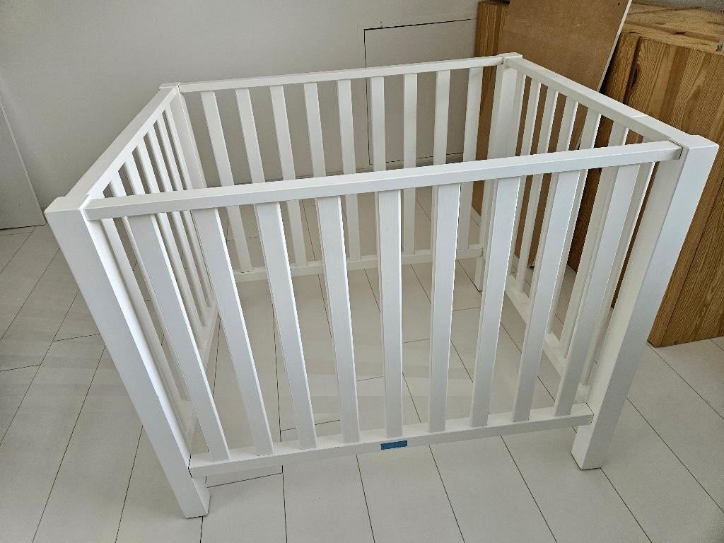 Bopita box 80x100 cm wit hout, Kinderen en Baby's, Boxen, Ophalen, Gebruikt, Rechthoekig, In hoogte verstelbaar