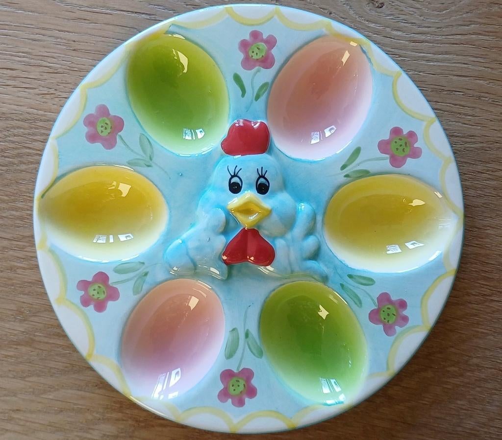 Vintage eierschaal en theekannetje, Ophalen of Verzenden, Gebruikt