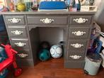 Grijs bureau met lades - Vintage stijl, Huis en Inrichting, Ophalen, Overige typen, Gebruikt, Vintage