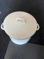 Witte emaille kookpan met deksel - Gebruikt, Huis en Inrichting, Keuken | Potten en Pannen, Ophalen of Verzenden, Gebruikt, Overige materialen