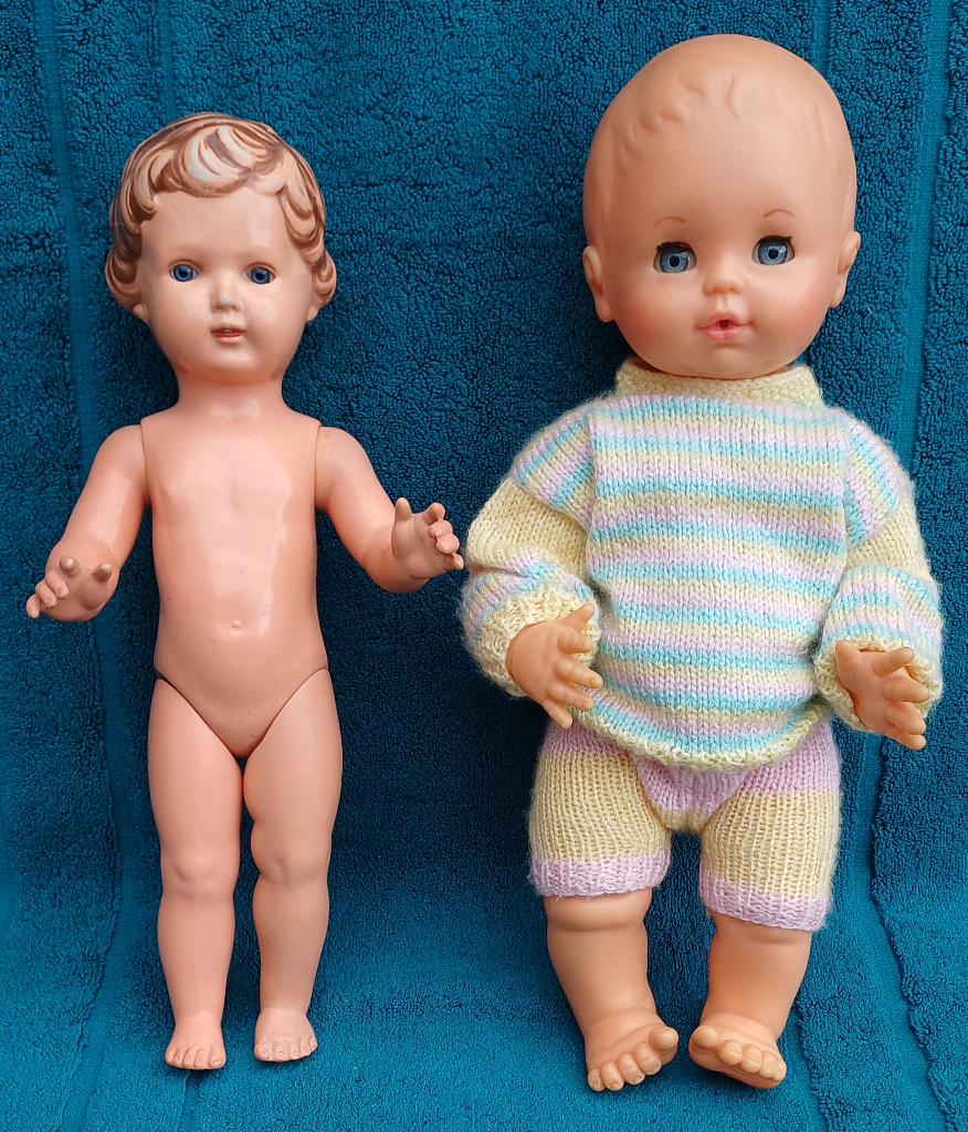 2x Schildpad popje 1 celluloid 35 cm 1 zacht 38 cm, Ophalen of Verzenden, Gebruikt, Pop