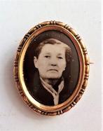 Prachtig antiek gouddoublé foto-medaillon broche (7131-615), Ophalen, Overige materialen, Broche