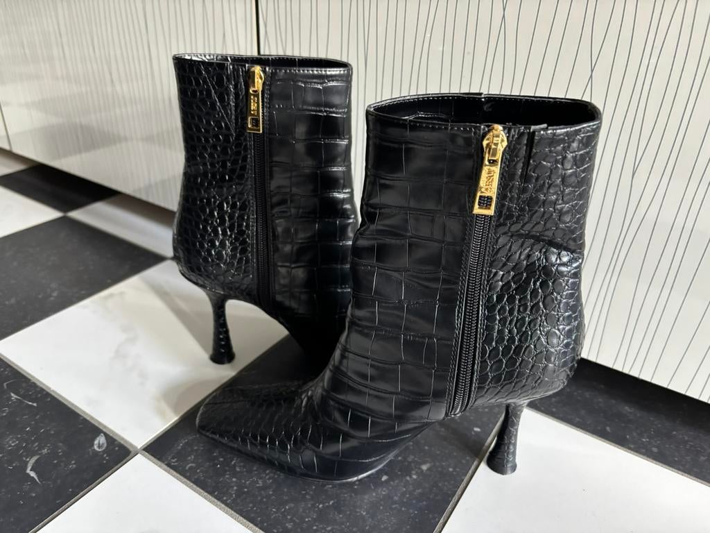Josh V croco leren enkel laarsjes zwart 38, Zwart, Lage of Enkellaarzen, Ophalen of Verzenden, Zo goed als nieuw