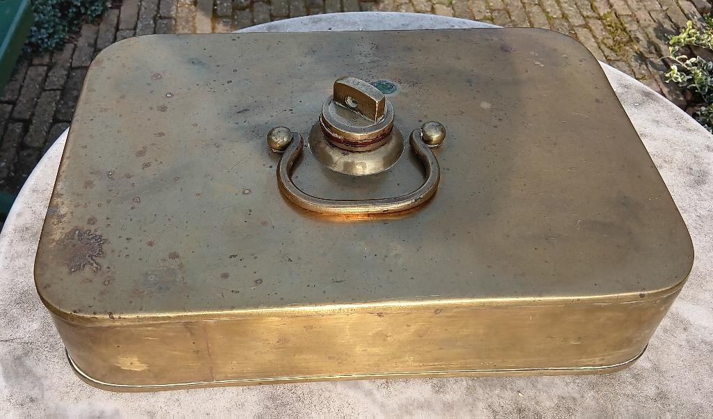 Antieke koperen voetenstoof voor in rijtuig, koets GROOT!, Antiek en Kunst, Ophalen of Verzenden, Koper