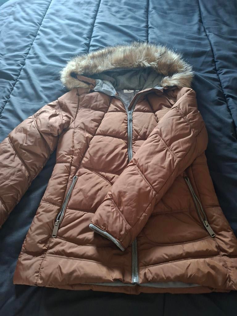 Mooie winterjas Linea Loresi Maat S met afneembaar bontje, Bruin, Ophalen of Verzenden, Linea Loresi, Maat 36 (S)