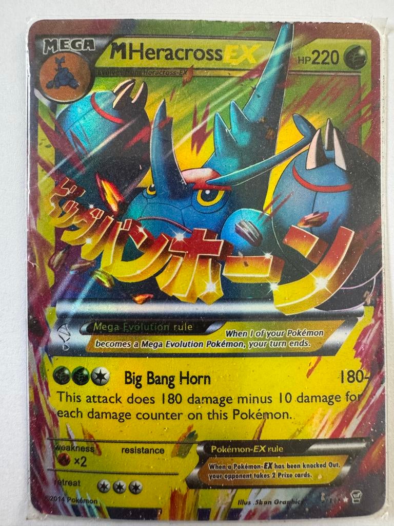 Pokémon M Heracross EX Kaart - HP220 - Zeldzaam, Ophalen of Verzenden, Gebruikt, Losse kaart