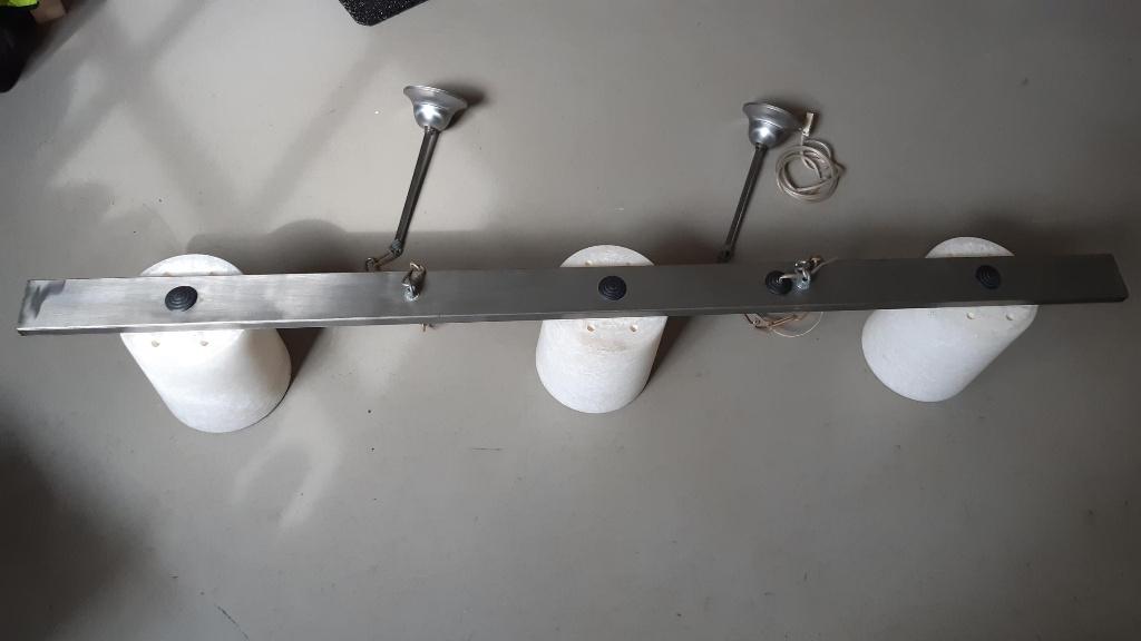 Eettafellamp, Ophalen, Gebruikt, Hanglamp albast, Glas