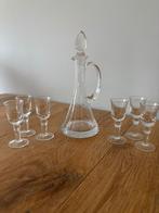 Glazen karaf met 6 borrelglaasjes, Ophalen of Verzenden