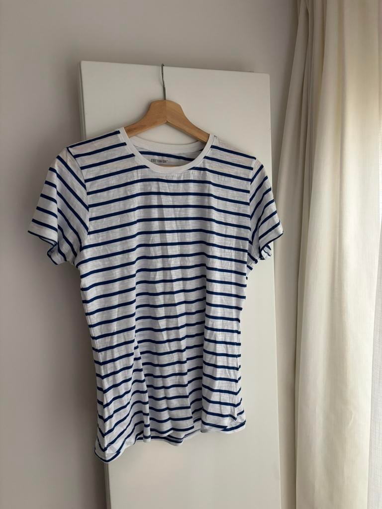 Cotton On katoenen bretons gestreept blauw wit T-shirt, M/L, Blauw, Maat 42/44 (L), Nieuw, Ophalen of Verzenden